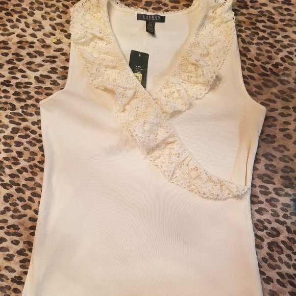 RALPH LAUREN  Lace wrap tank top NWT size L - Picture 1 of 5